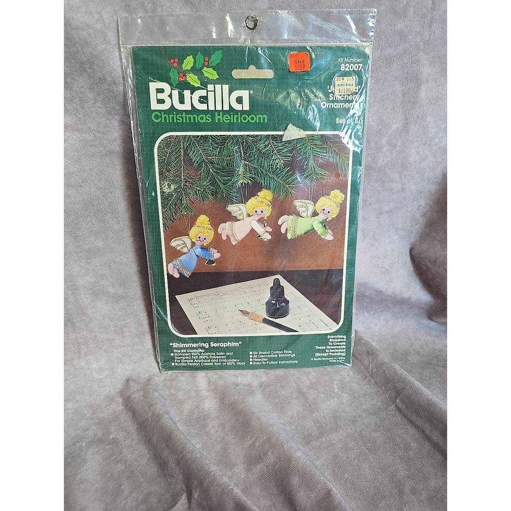 Bucilla Needlecraft Kit No. 82007 Shimmering Seraphim Angel 3 Ornaments NOS